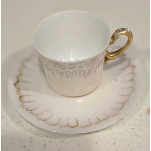 Limoges France Demitasse Cup & Saucer Hand Painted Gold c.1900 - Picture 5 of 12